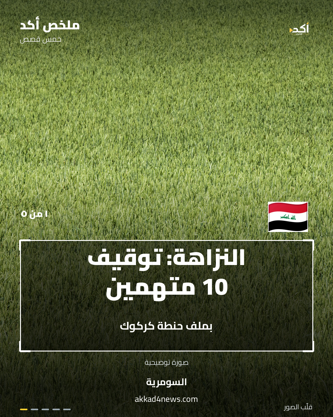 خمس بطاقات ملخص أكد بصور حقيقية وأعلام مرتبطة بكل بطاقة.